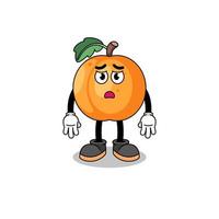 apricot cartoon illustration with sad face vector