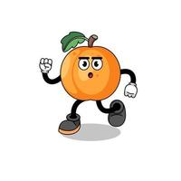 running apricot mascot illustration vector