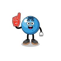 Cartoon mascot of blueberry number 1 fans vector