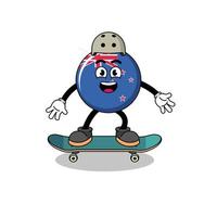 new zealand flag mascot playing a skateboard vector