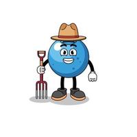 Cartoon mascot of blueberry farmer vector