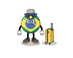 mascota de la bandera de brasil haciendo vacaciones vector