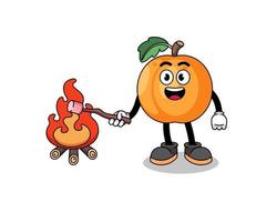 Illustration of apricot burning a marshmallow vector