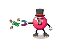 Character Illustration of cranberry catching money with a magnet vector