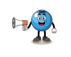 blueberry cartoon illustration holding megaphone vector