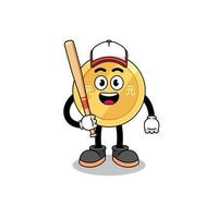 chinese yuan mascot cartoon as a baseball player vector