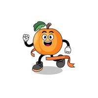 Mascot cartoon of apricot running on finish line vector