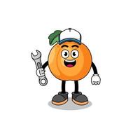 apricot illustration cartoon as a mechanic vector