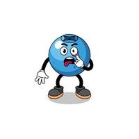 Character Illustration of blueberry with tongue sticking out vector