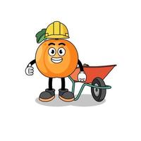 apricot cartoon as a contractor vector