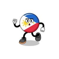 running philippines flag mascot illustration vector