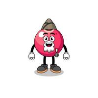 Character cartoon of cranberry as a veteran vector
