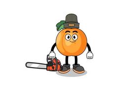 apricot illustration cartoon as a lumberjack vector