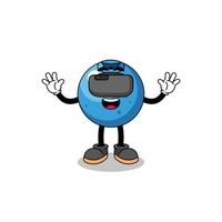Illustration of blueberry with a vr headset vector