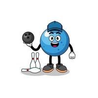 Mascot of blueberry as a bowling player vector