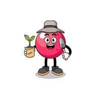 Illustration of cranberry cartoon holding a plant seed vector