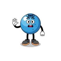 blueberry cartoon illustration doing stop hand vector