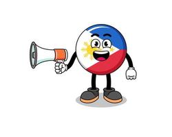 ilustración de dibujos animados de bandera de filipinas con megáfono vector