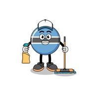 mascota de carácter de botswana como servicios de limpieza vector