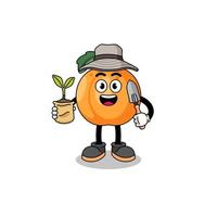 Illustration of apricot cartoon holding a plant seed vector