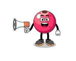 cranberry cartoon illustration holding megaphone vector