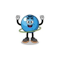 Character Illustration of blueberry playing hula hoop vector