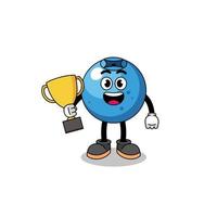 Cartoon mascot of blueberry holding a trophy vector