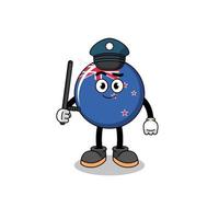 Cartoon Illustration of new zealand flag police vector