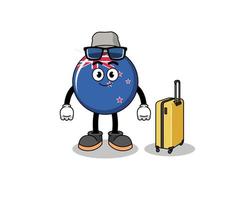 new zealand flag mascot doing vacation vector