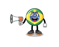 brazil flag cartoon illustration holding megaphone vector