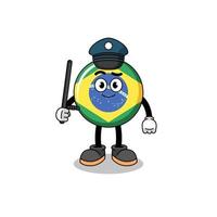 ilustración de dibujos animados de la policía de bandera de brasil vector