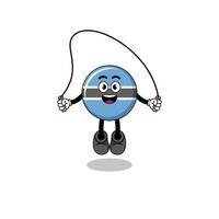 botswana mascot cartoon is playing skipping rope vector