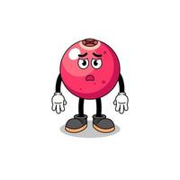 cranberry cartoon illustration with sad face vector