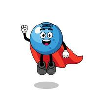 blueberry cartoon with flying superhero vector