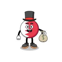 bahrain flag mascot illustration rich man holding a money sack vector