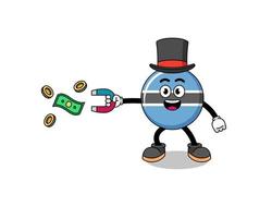 Character Illustration of botswana catching money with a magnet vector