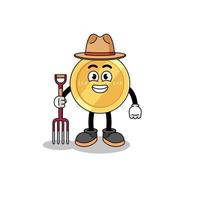 Cartoon mascot of swiss franc farmer vector