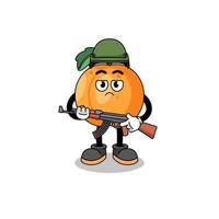 Cartoon of apricot soldier vector