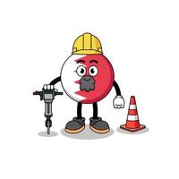 Character cartoon of bahrain flag working on road construction vector