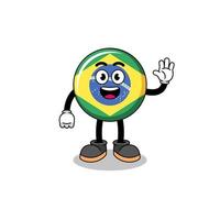 brazil flag cartoon doing wave hand gesture vector