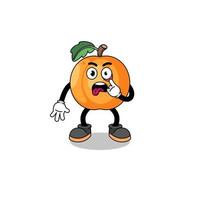 Character Illustration of apricot with tongue sticking out vector