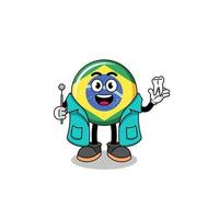 Illustration of brazil flag mascot as a dentist vector