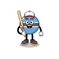 caricatura de la mascota de botswana como jugador de béisbol vector