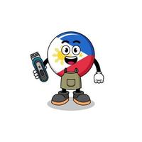 Cartoon Illustration of philippines flag as a barber man vector