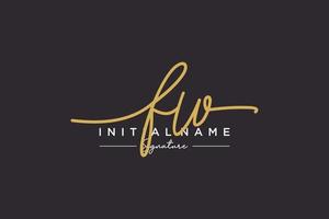 Initial FW signature logo template vector. Hand drawn Calligraphy lettering Vector illustration.