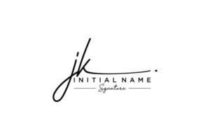 vector de plantilla de logotipo de firma jk inicial. ilustración de vector de letras de caligrafía dibujada a mano.