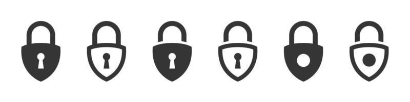 Lock icon collection. Conceptual lock signs. Padlocks flat and linear style. Vector icons