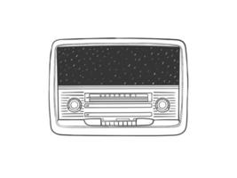 Radio receiver. Retro hand-drawn radio receiver. Illustration in sketch style. Vector image