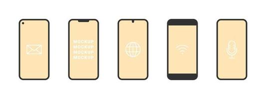 Mobile phone mockup. Phones of different models. Device templates. Vector illustration