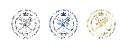 Seal of Queens. Badges of Queens. Boroughs of New York City. Vector illustration
